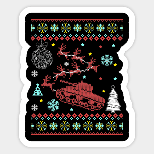 Military Tank Sleigh Reindeer Ugly Christmas Sweater Sticker